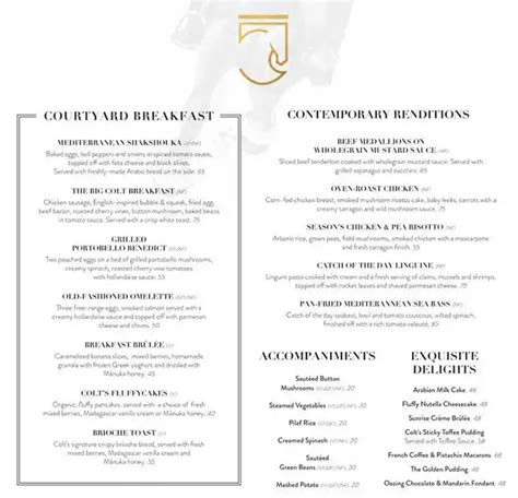 Menu of Colt Equestrian Cafe, Downtown Dubai, Dubai .